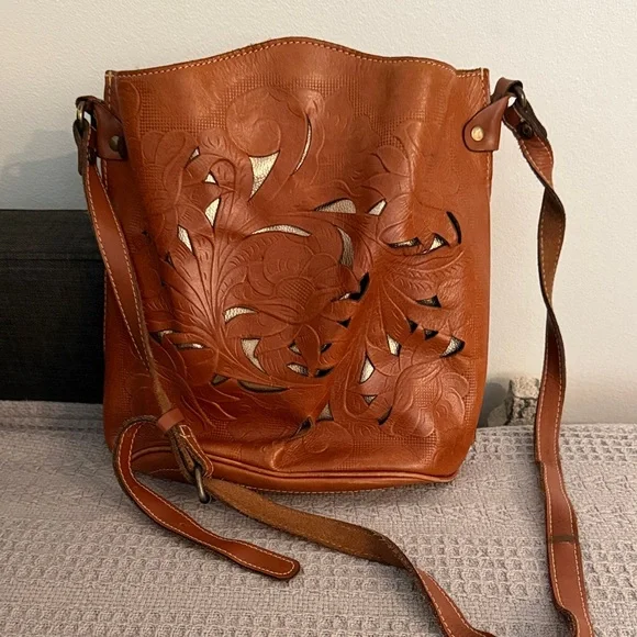 Patricia Nash Tan Leather Crossbody Bag - Picture 1 of 9